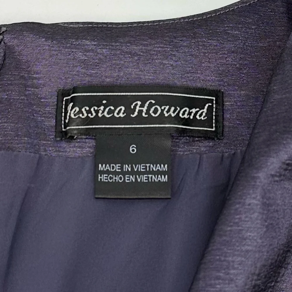 Jessica Howard Purple Peplum Sheath Dress with Embellished Waist Size 6 - Picture 6 of 14
